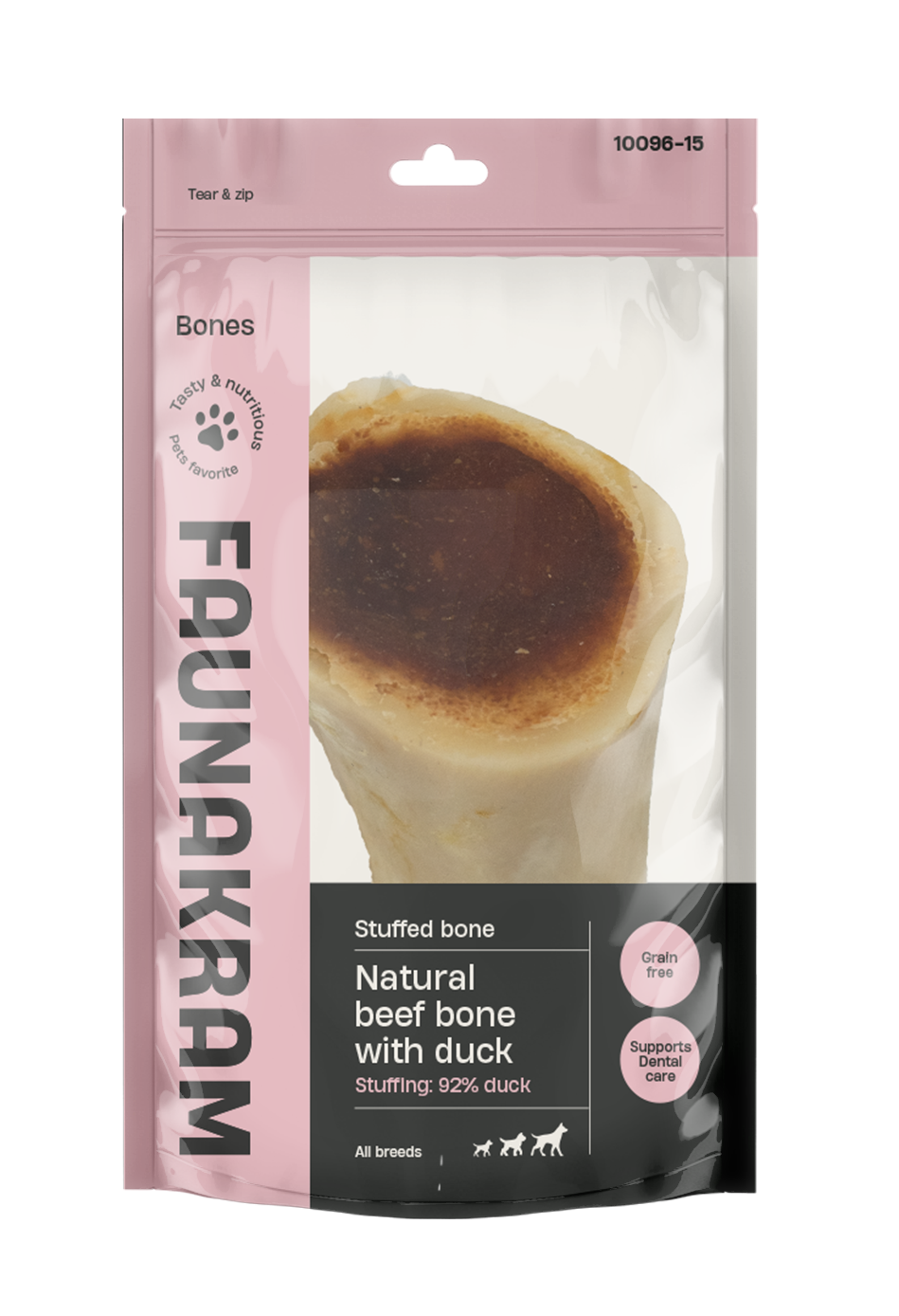Faunakram Natural Beef Bone – Fylt med 92% andelever (200-250 g)