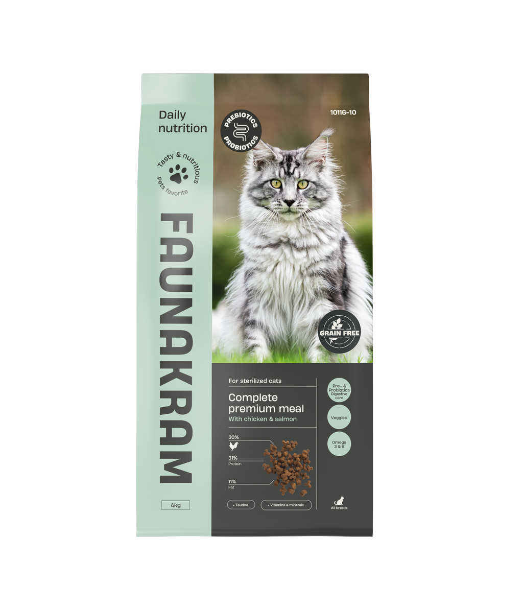 Faunakram PRO-BIOTIC GF Sterilized Cat Chicken & Salmon 33-11 4kg