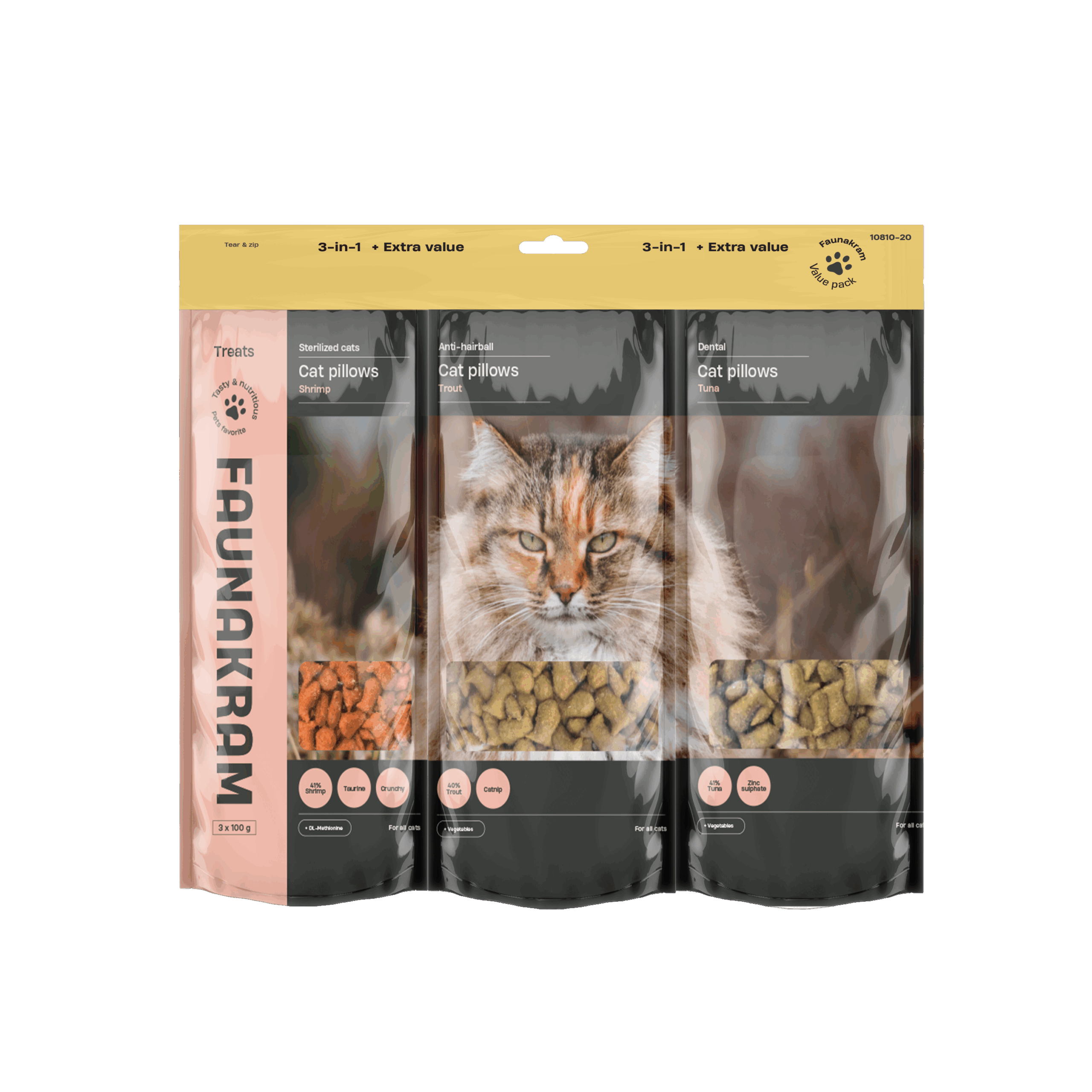 Faunakram Cat pillows Mega pack 3-in-1 Fish 3x100g