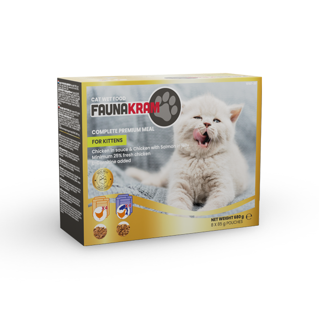 Faunakram Premium wetfood Kittens Chicken & Salmon 8x75g