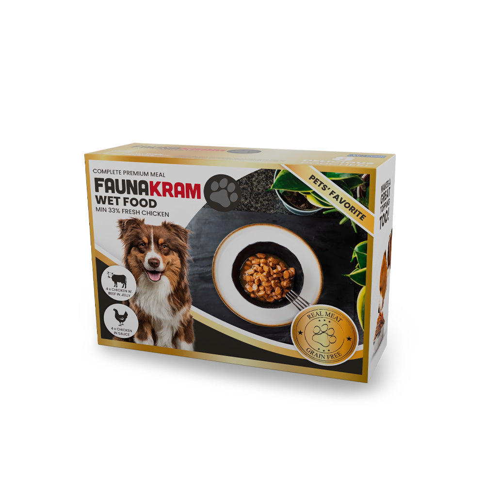 Faunakram premium wet food Chicken+Beef, 8x100g pack