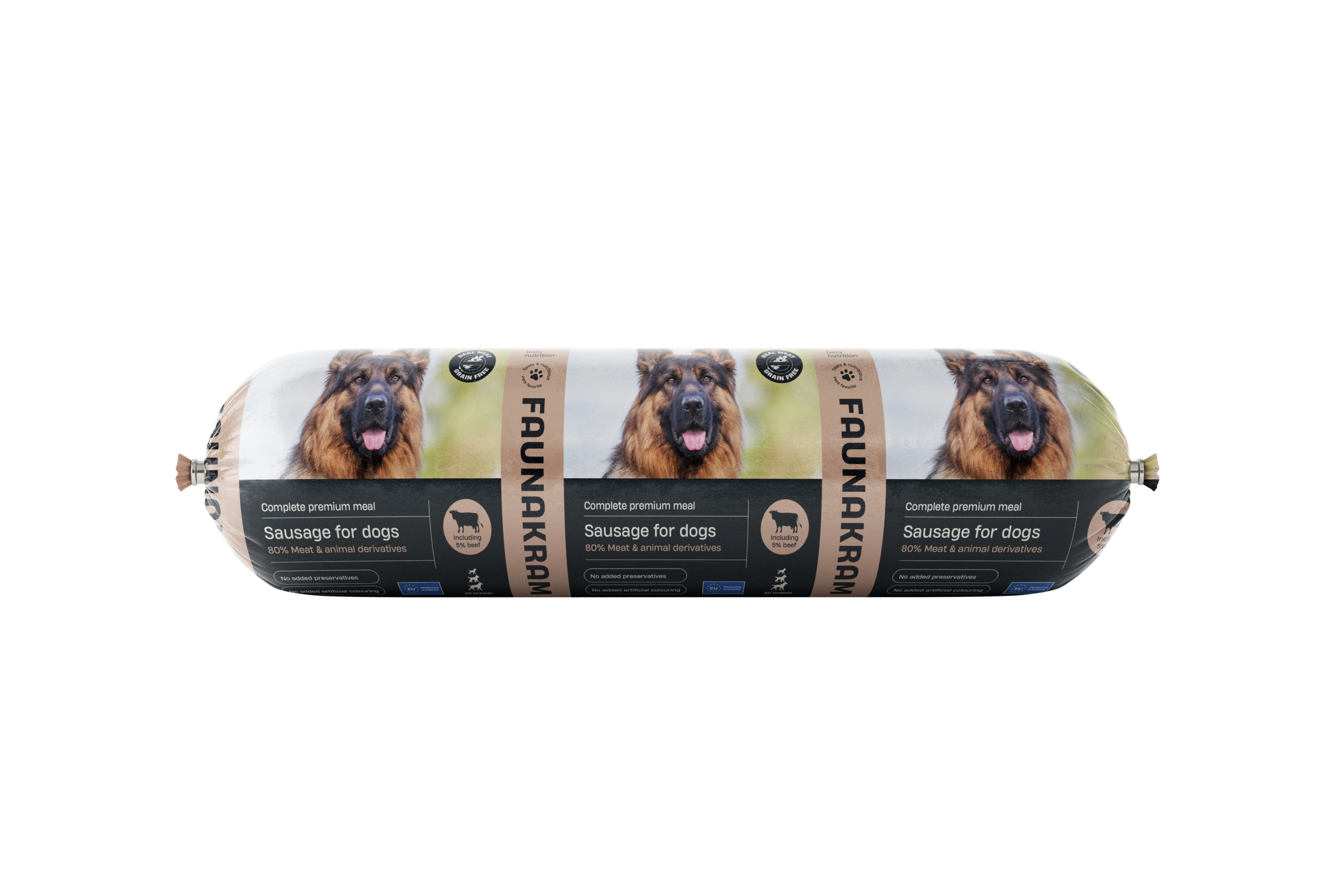Faunakram premium Sausage wet meal w. Beef 900g