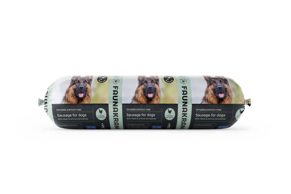 Faunakram premium Sausage wet meal w. Chicken 900g
