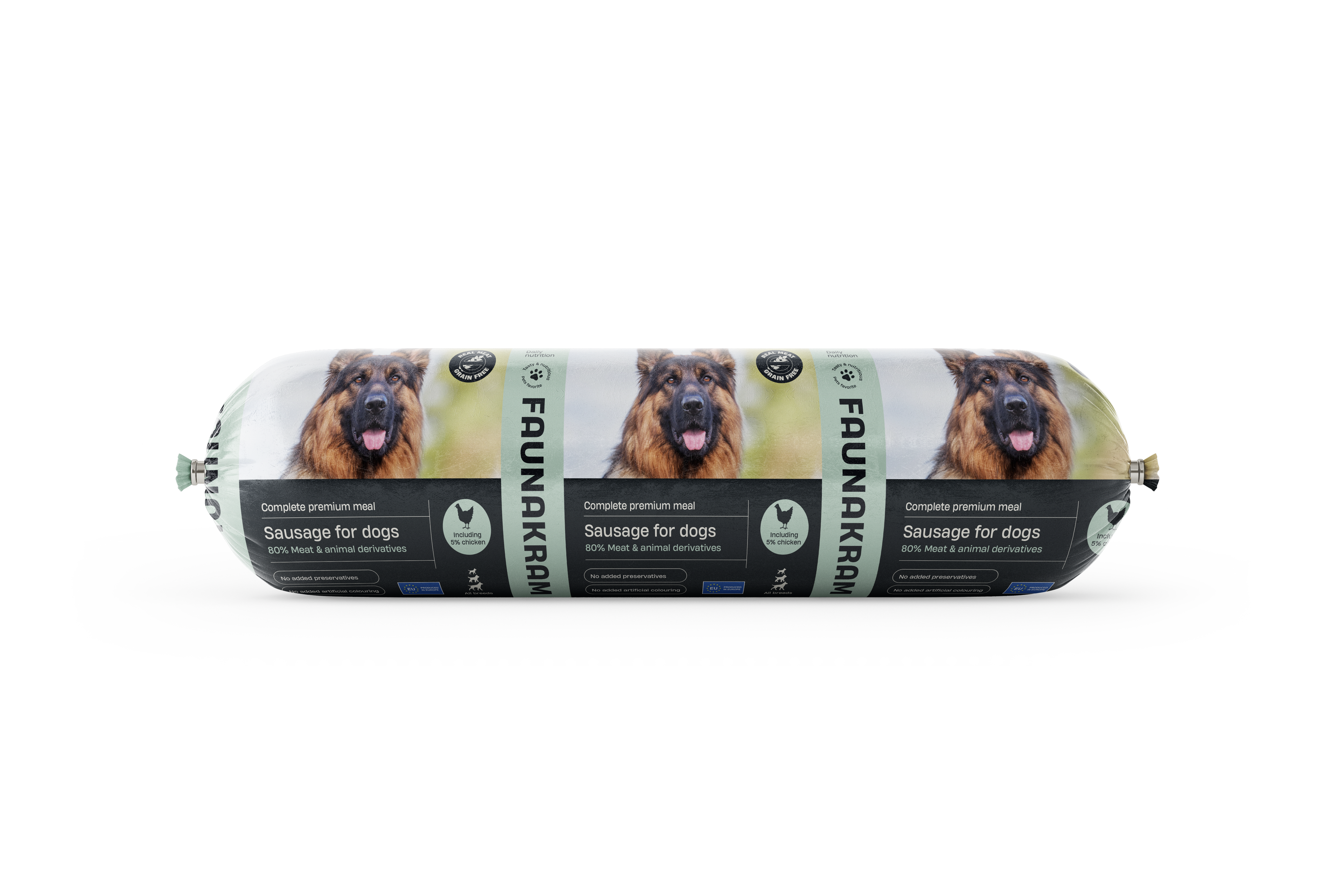 Faunakram premium Sausage wet meal w. Chicken 900g