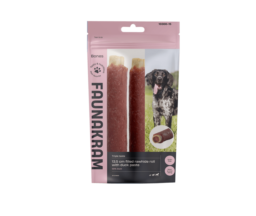 Faunakram Rawhide roll Duck liver fill & Duck paste 2 pcs 13,5cm 170g