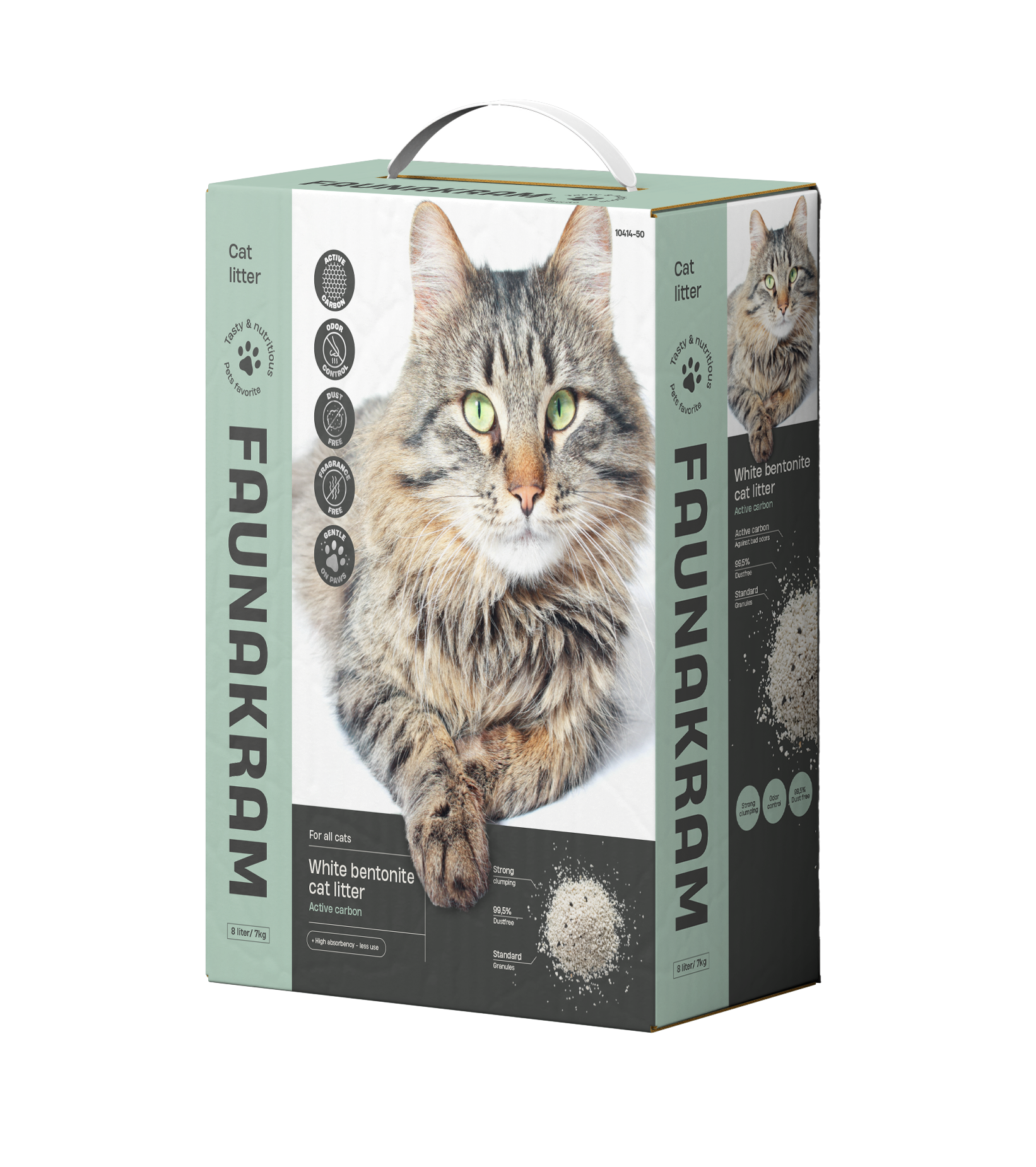 Faunakram Pure white Bentonite cat litter Active carbon 8L