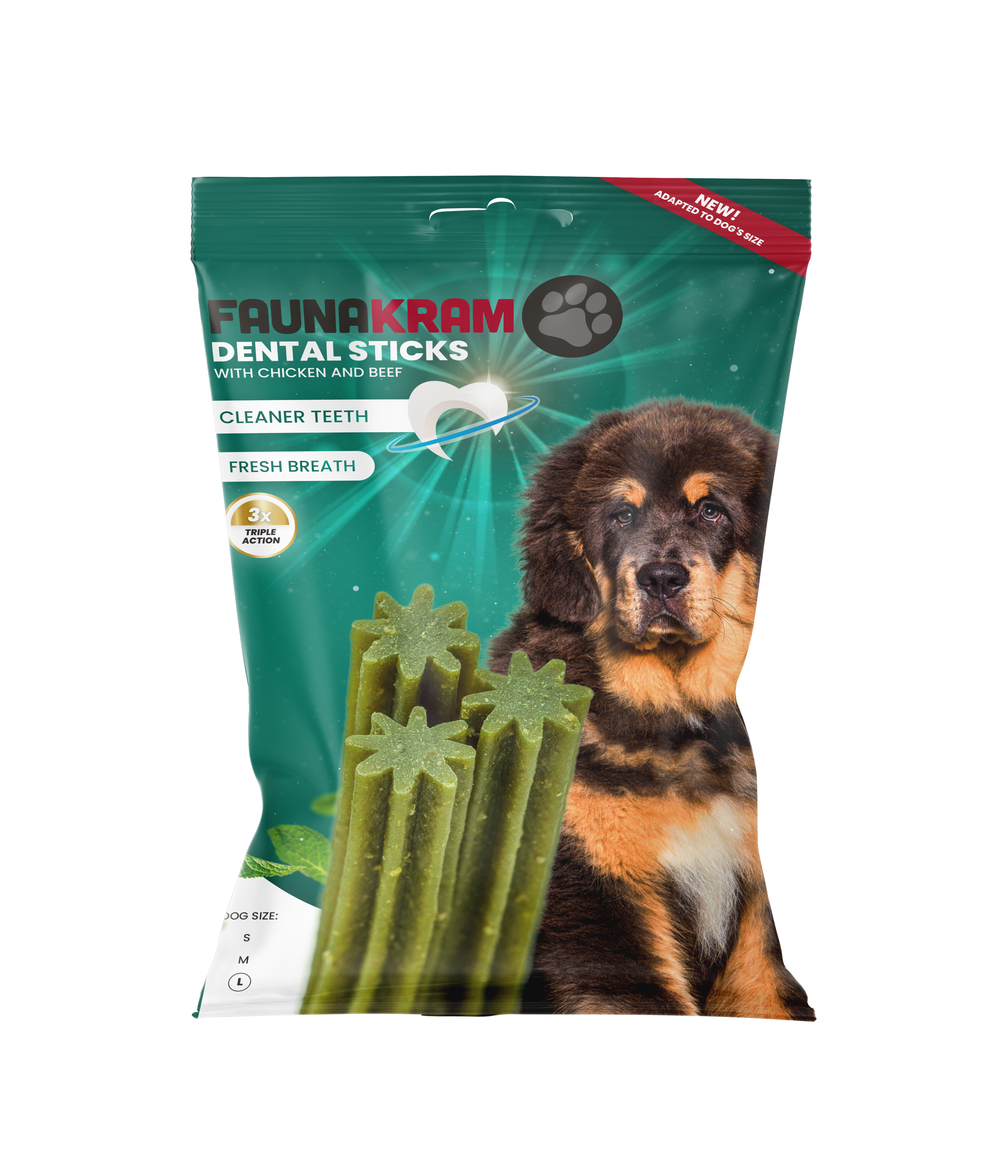 Faunakram 7pcs dental sticks Fresh Breath w/chicken and beef L 270g
