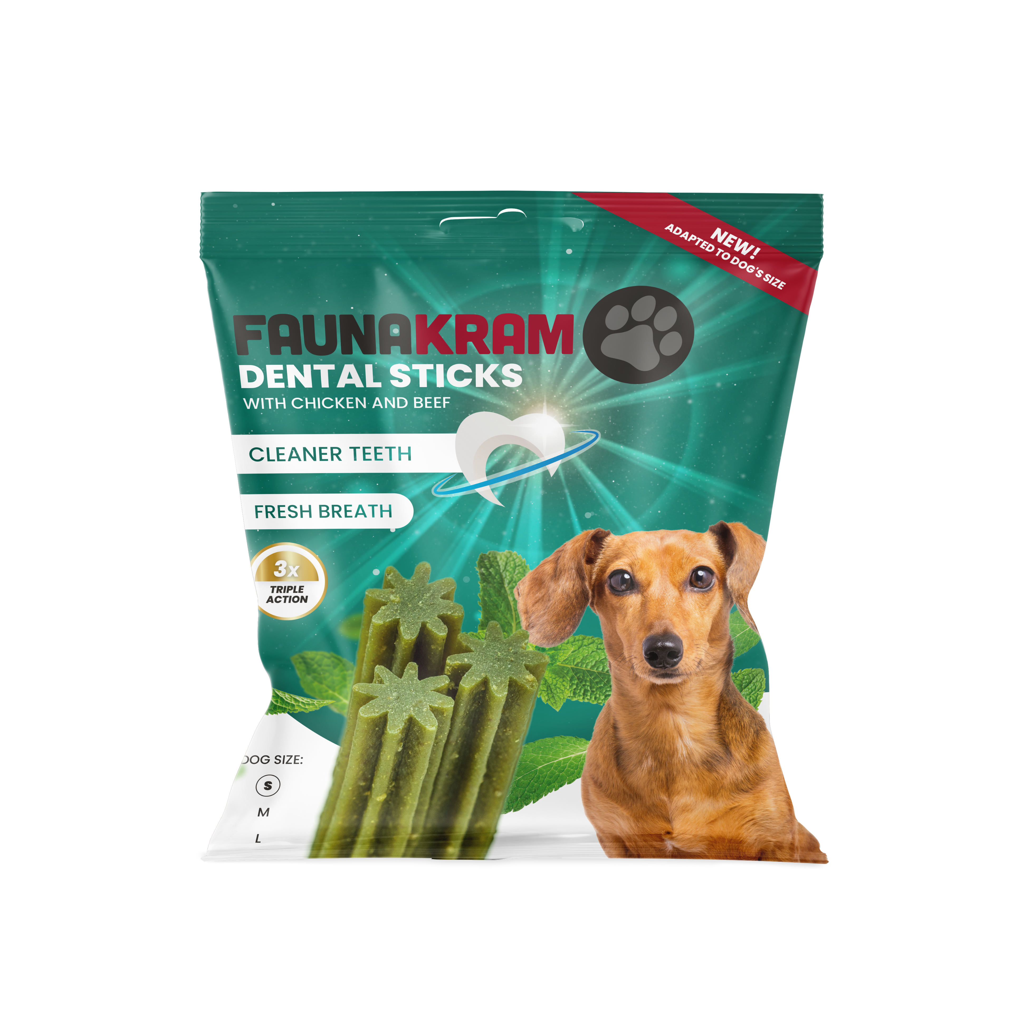 Faunakram 7pcs dental sticks Fresh Breath w/chicken and beef S 110g