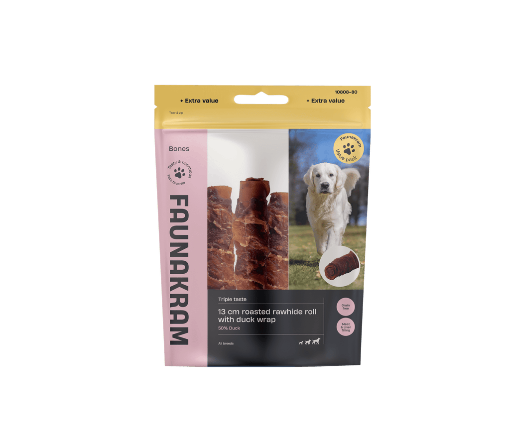 Faunakram Roasted Rawhide wrap Duck liver Filling 13 cm 300g