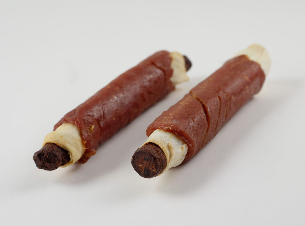 Faunakram Filled Rawhide roll w. Duck Paste 21 cm, 2 stk 300g
