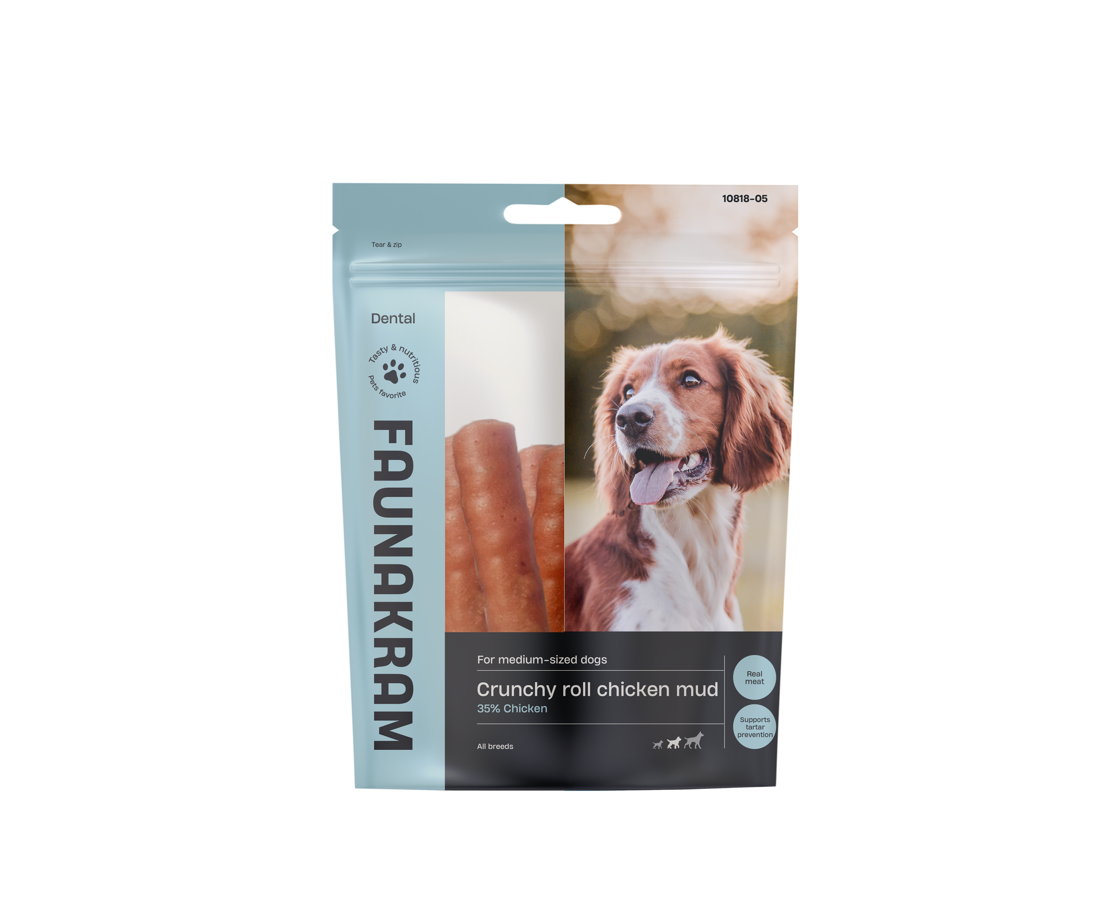 Faunakram Crunchy roll Chicken mud - M 250g