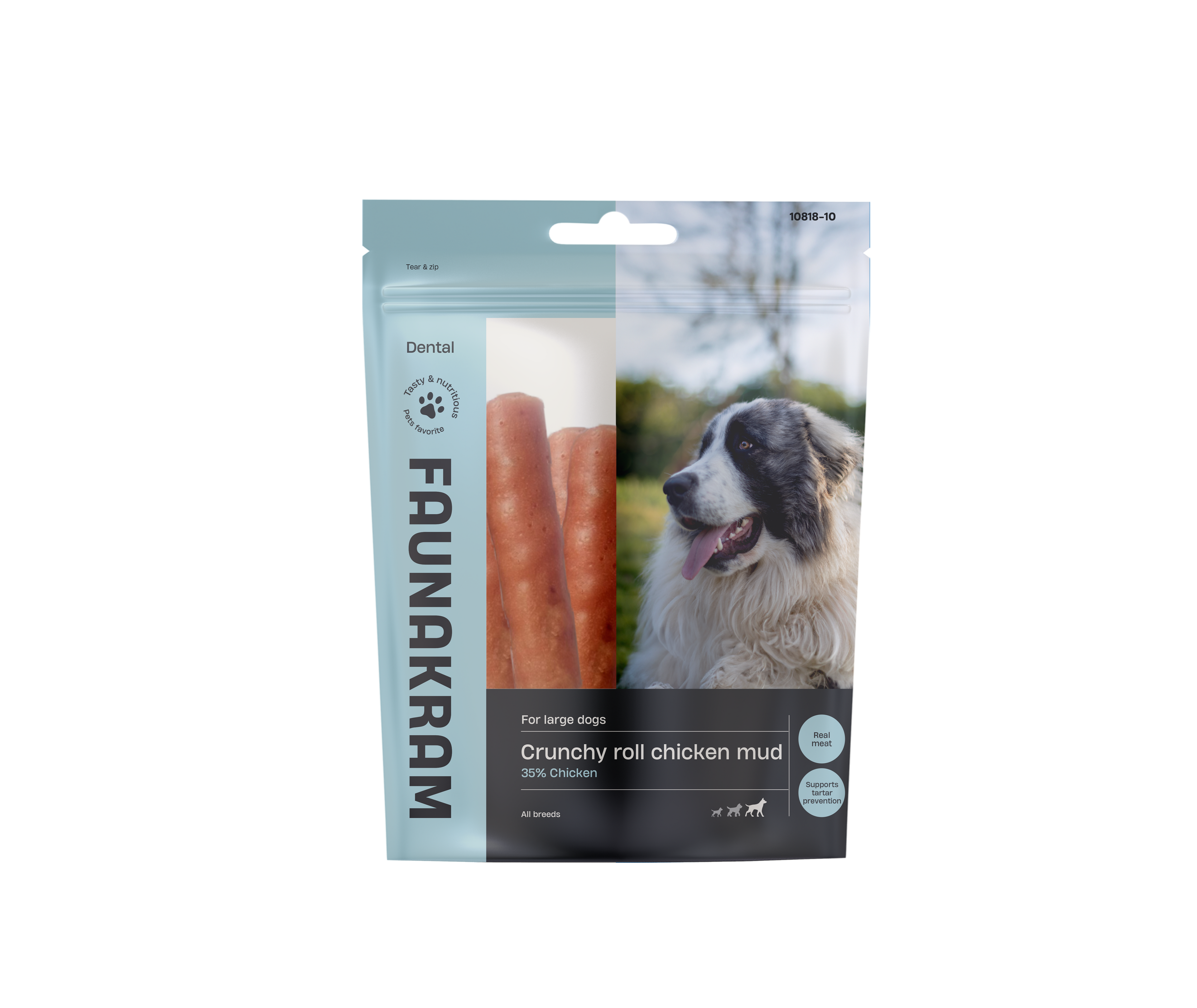Faunakram Crunchy roll Chicken mud - L 300g