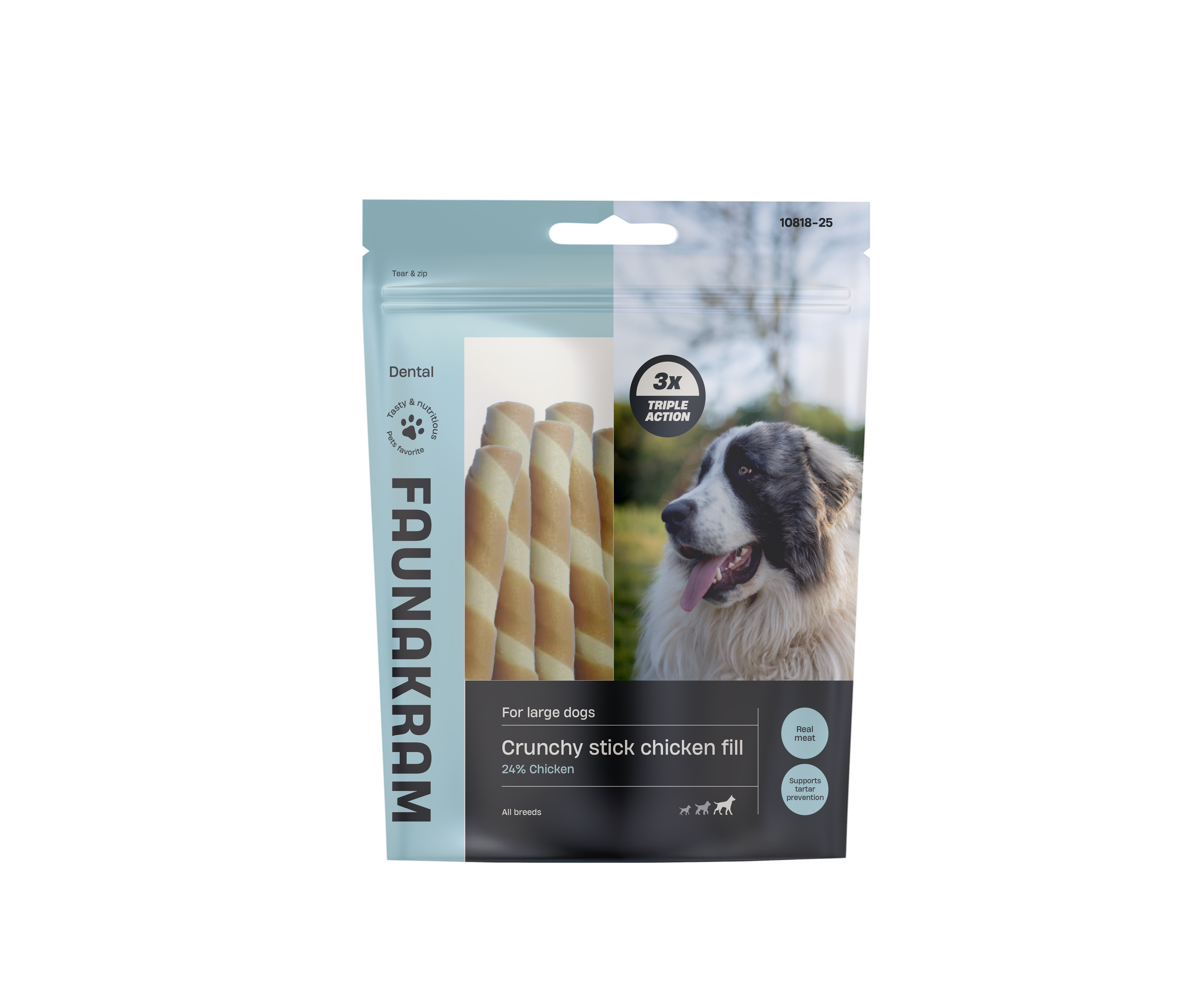 Faunakram Crunchy Dental stick Chicken fill-L 300g