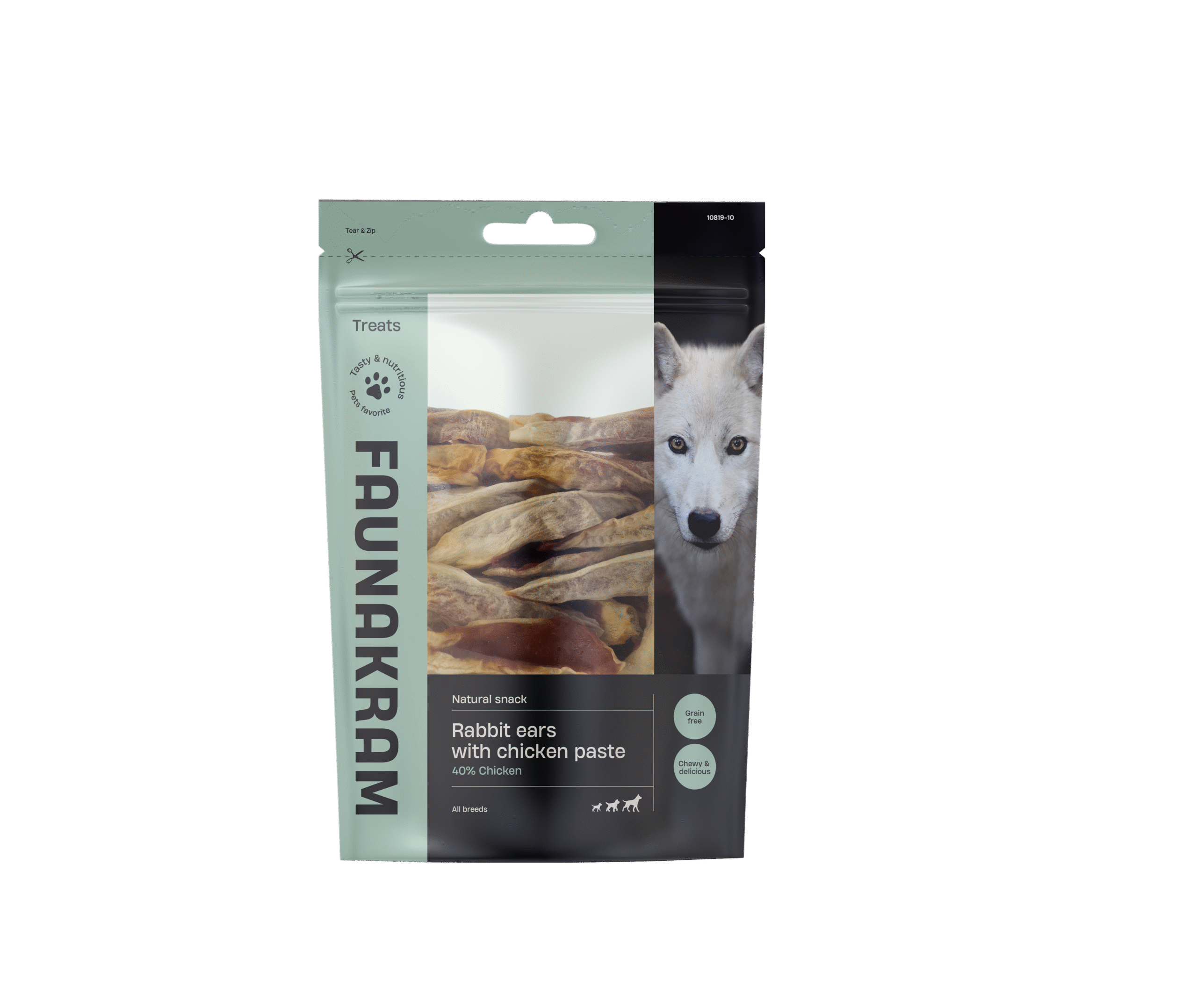 Faunakram Natural Rabbit ears with Chicken paste 500g