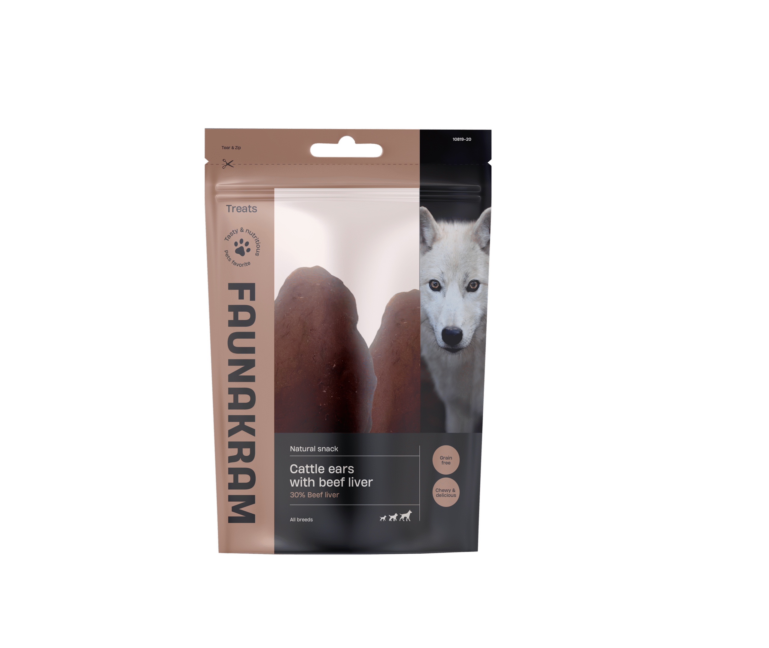 Faunakram Natural Cattle ears with Beef liver 400g